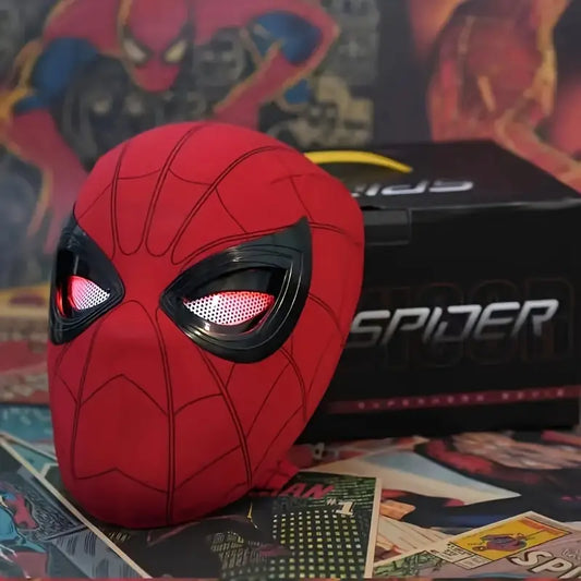 Spider-Man Mask Moving Eyes Cosplay Props Remote Control Ring Helmet Xmas Gifts